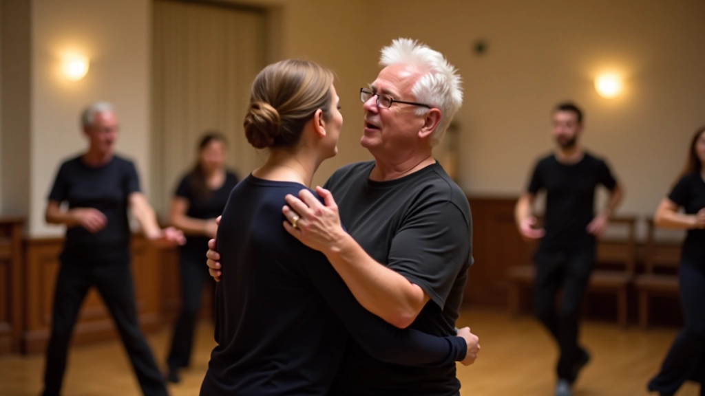 Dance workshop instructor demonstrating kizomba technique to a group of participants