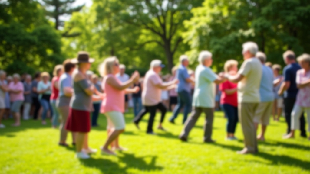 Outdoor summer dance festival in a green park setting